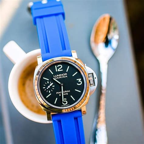 panerai with light blue rubber strap|Panerai officine rubber strap.